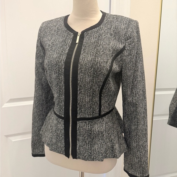 Dkny Jackets & Blazers - DKNY PEPLUM BLAZER JACKET GREY HERRINGBONE 10